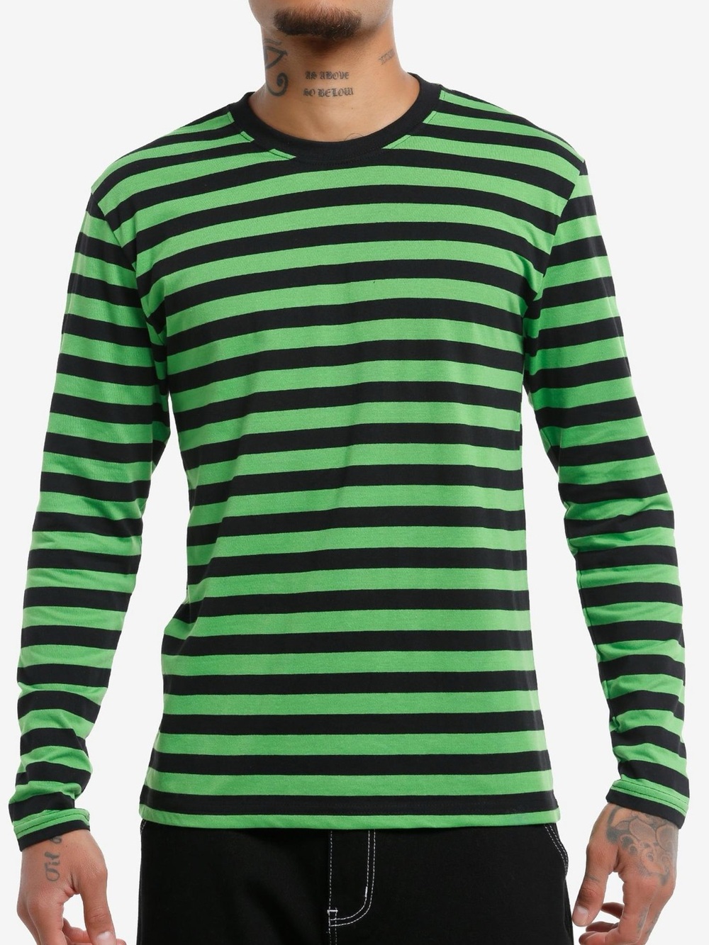 Hot Topic green/black striped long sleeve